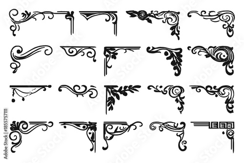 Collection of decorative ornamental corners and borders