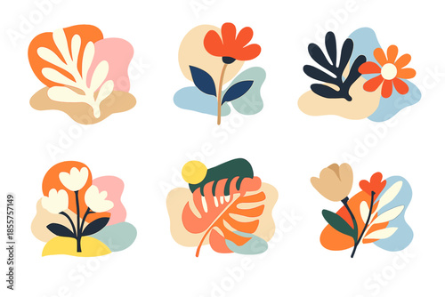 Abstract Botanical Elements with Soft Gradient Background