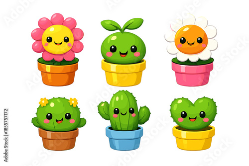 Cute Kawaii Potted Plants Characters Collection