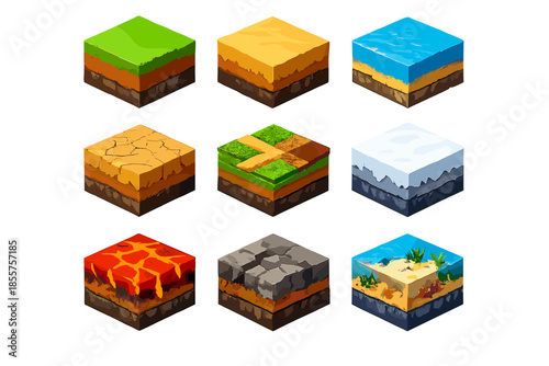 Isometric Cross-Section Biome Tiles