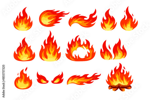 Collection of cartoon fire icons
