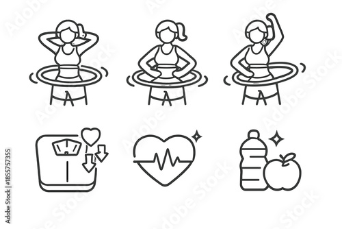 Fitness and healthy lifestyle icon set
