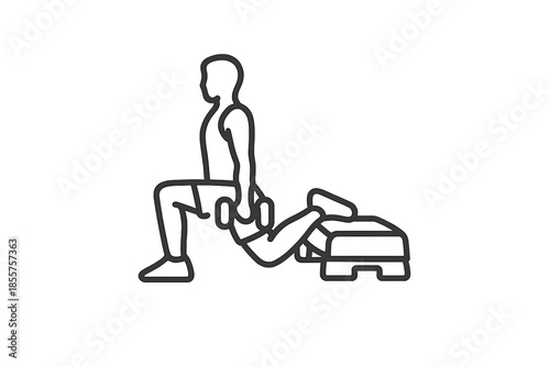 Fitness Silhouette of Man Performing Bulgarian Split Squat