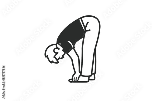 Person bending over touching toes outline icon