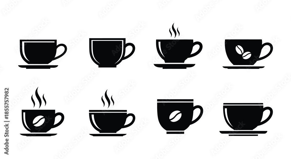 custom made wallpaper toronto digitalBlack and white icons depicting various styles of coffee cups and beverages