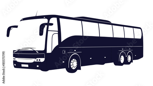 Vector illustration of a modern bus in transit on a road, viewed from the side