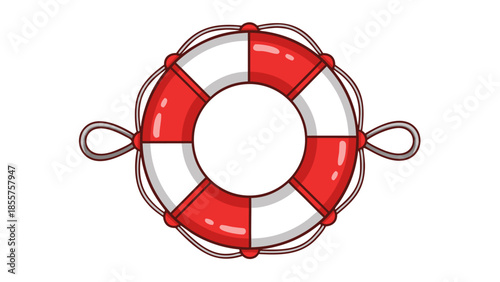 Red and white lifebuoy vector illustration on a white background