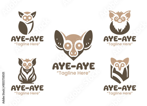 5 Aye aye Logo Set Modern Minimalist Wildlife Design Collection