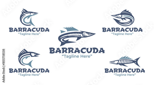 5 Barracuda Logo Set Modern Minimalist Marine Design Collection