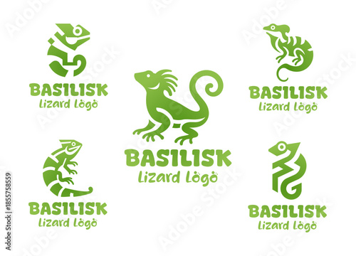 5 Basilisk Lizard Logo Set Modern Minimalist Wildlife Design Collection
