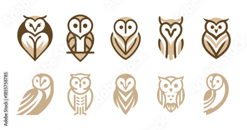 10 Barn Owl Logo Set Modern Minimalist Wildlife Design Collection