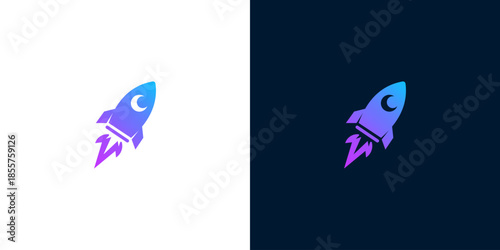 Futuristic Rocketship Emblem for Space Exploration and Innovative Technology Brands