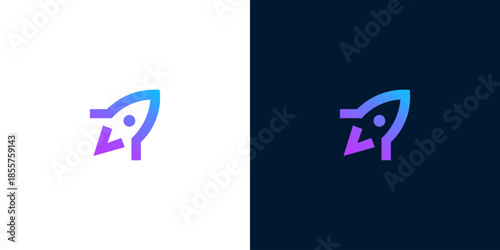 Futuristic Rocketship Emblem for Space Exploration and Innovative Technology Brands