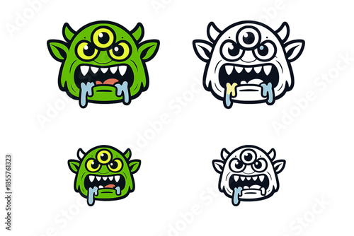 Cute Cartoon Monster Faces