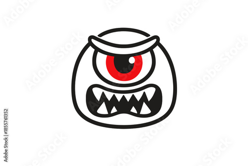 Angry One-Eyed Monster with Sharp Teeth