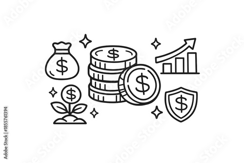 Financial Growth and Security Icons
