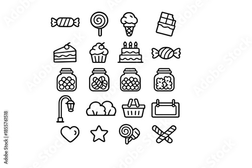 Collection of sweet treats icons