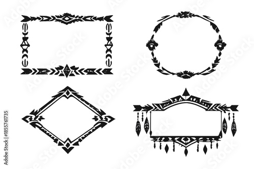 Ornate Black Frames Collection on Dark Gradient Background