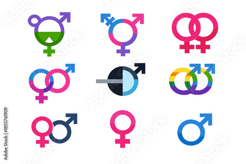 LGBTQ+ Pride Symbols Arranged in a Grid