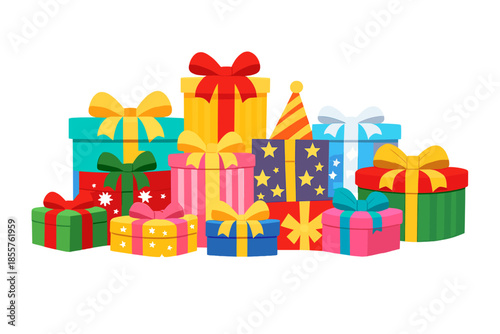 Collection of Brightly Wrapped Birthday Presents