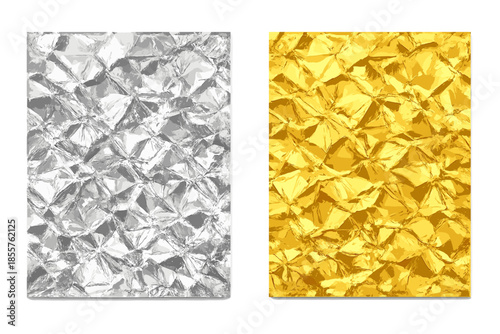 Abstract gold and silver crumpled foil backgrounds