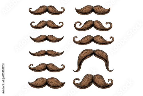 Collection of nine different mustache styles