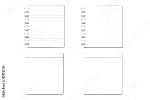 Blank Notebook Pages with Spiral Binding and Grid Layout
