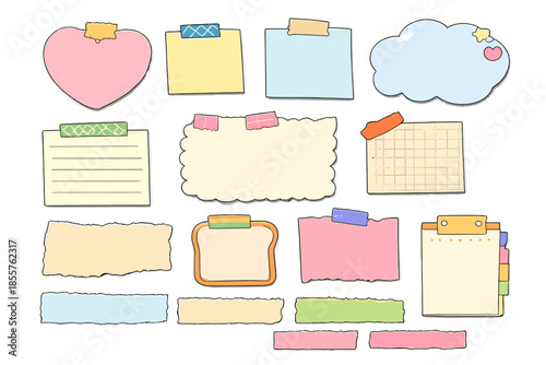 Cute Collection of Sticky Notes and Paper Shapes
