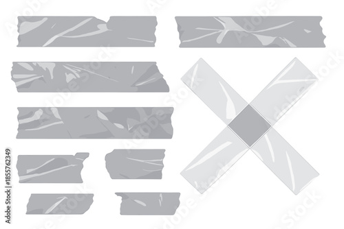 Transparent wrinkled tape strips and X shape