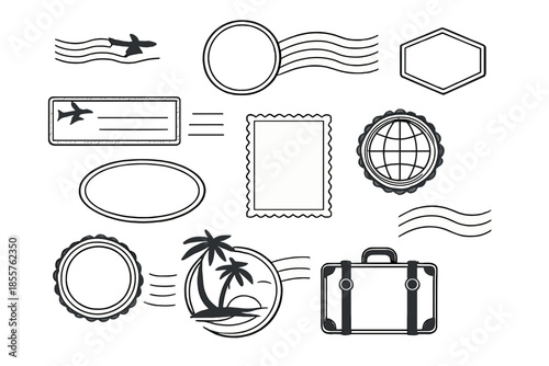 Travel Icons and Stamps