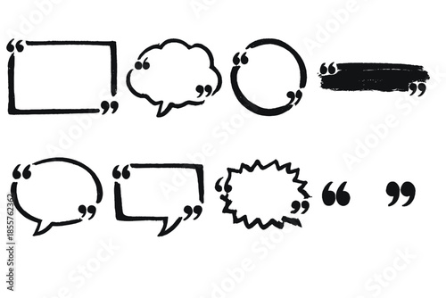 Speech bubble and quote mark collection on dark background