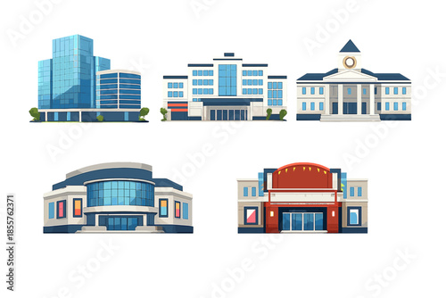 Collection of modern building illustrations