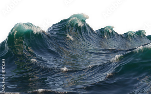 Dynamic large ocean waves with foaming crests isolated on a white background isolated on transparent background