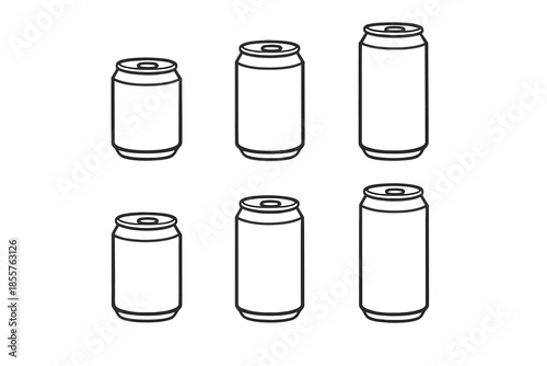 Six canned drinks arranged in two rows on a gradient background