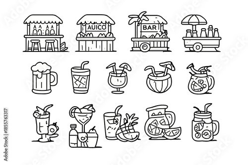 Summer Drinks and Kiosk Icons