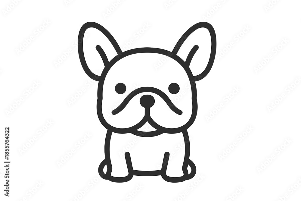 Fototapeta premium Cute French Bulldog Icon on Gradient Background