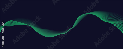 Elegant Blue and Green Line Wave Design with Fluid Dynamics, Perfect for High-Tech Backgrounds, Futuristic Digital Artwork, and Contemporary Graphic Design Projects