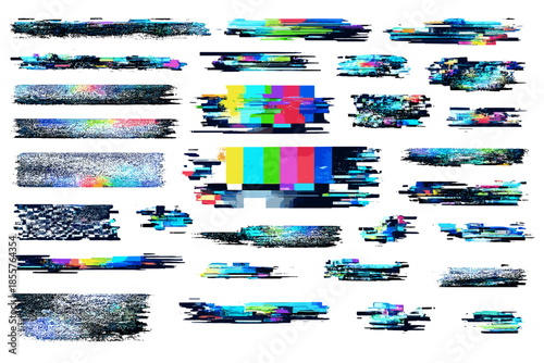 Glitchy Digital Noise and Color Bars