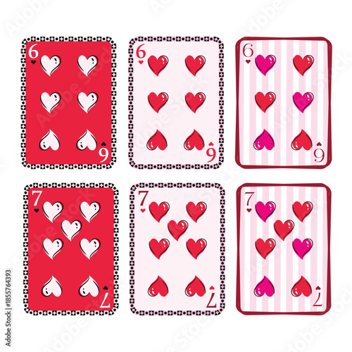 67 Valentine Day Cards meme with hearts detail. Preppy Six Seven Valentines Coquette Funny Shirt Design