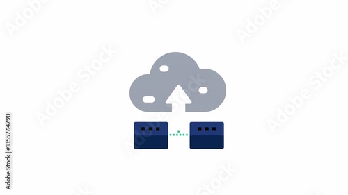 Cloud storage concept with data transfer between servers. Suitable for technology websites, cloud computing articles, and network security blogs.