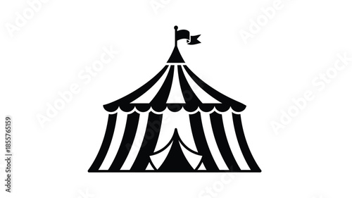 Black and white circus tent graphic a simple iconic silhouette