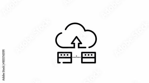 Upload to the cloud icon suitable for technology websites, software applications, and cloud storage services marketing materials.
