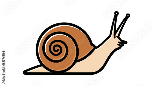Brown Snail Shell Cartoon Illustration.