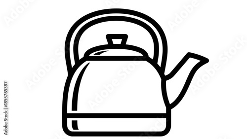 Simple black line drawing of a kettle.