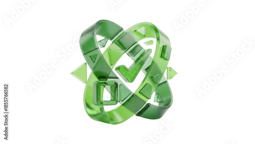 Abstract 3D green feedback form icon representing user input data collection and client service optimization on a secure digital interface.isolated on white background1