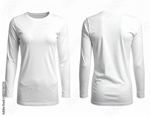 White Long Sleeve T-Shirt Mockup Front and Back View