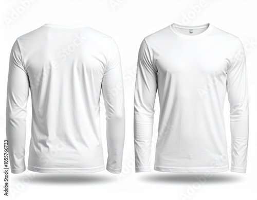 White Long Sleeve T-Shirt Mockup Front and Back View