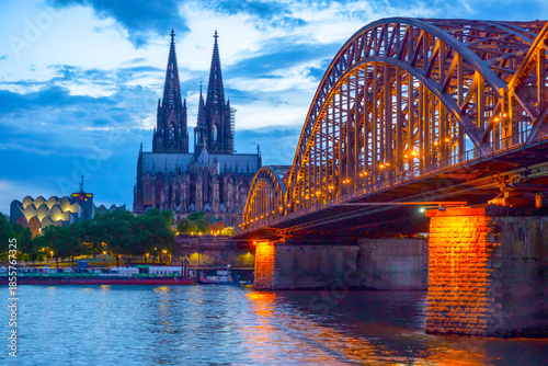 Evening cityscape Cologne, Germany