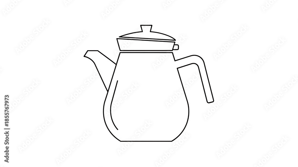 Obraz premium Simple line drawing of a kettle