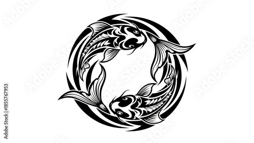 Tribal koi fish tattoo vector design